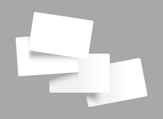 Four empty playing cards flying mockup