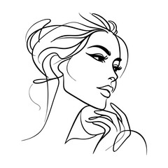 Minimalist Line Art of a Woman's Profile – Elegant Female Portrait Sketch