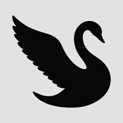 Silhouette elegant swan bird icon isolated black vector illustration © CreatiMart
