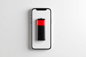 realistic low battery icon of modern smartphone battery