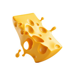 Realistic 3D cheese block with melting texture