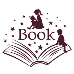 Creative Book Logo with Girl Reading and Flying Bird  Elegant Open Book Vector for Library, Education, Publishing, Reading Apps & Literacy Campaigns