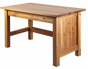 Fototapeta premium Sturdy and elegant, this light-toned wooden table showcases natural grain and rustic charm.