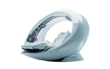 Conceptual visualization of sleek futuristic medical scanner showcasing cutting-edge health technology isolated on transparent background PNG