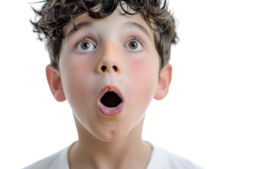 Portraits capturing expressive facial reactions of people surprised dramatically.