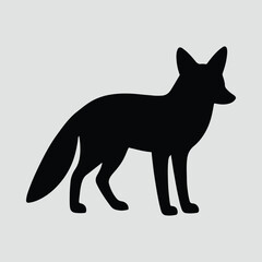 Silhouette fox standing wildlife animal flat design vector illustration