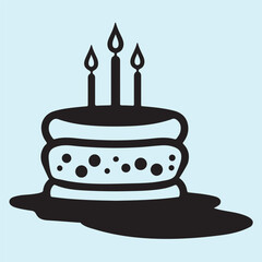 Birthday Cake with Three Candles Silhouette