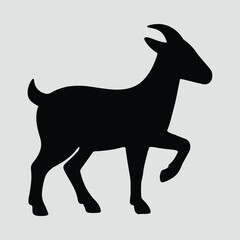 Silhouette goat standing gracefully black vector illustration