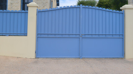 ancient portal blue classic steel old retro style gate classical home entrance