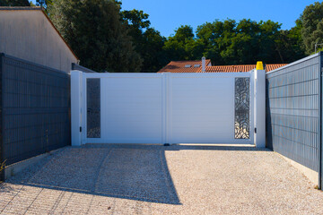 portal high modern long white style gate aluminum home house entrance