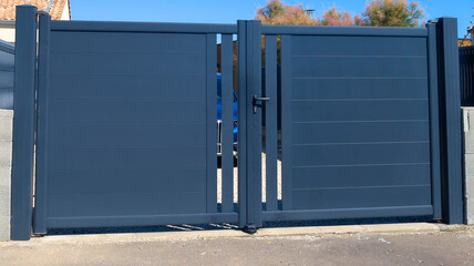 double aluminum grey style home gray gate modern portal of suburb door house