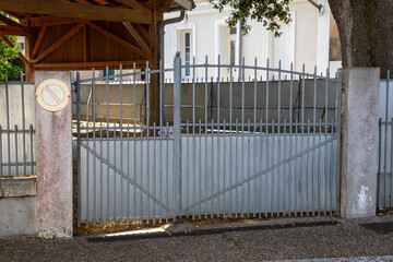 portal raw silver metal brut ancient classic neo retro steel home gate classic old house garden entrance car door
