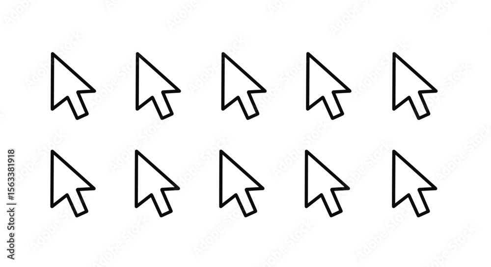 Fototapete A collection of ten computer mouse pointer cursors arranged in two rows for digital navigation and interface interaction graphics