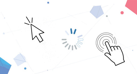 Interactive user interface elements illustrating digital engagement and online connectivity through dynamic visual cues and user actions