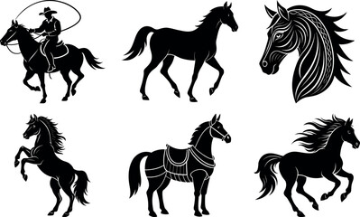Powerful Horse Silhouette Vector Elegant Equine Design