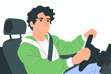 Driving with focus: A focused individual steering the wheel of a vehicle, embodying the essence of a safe and attentive driving experience.