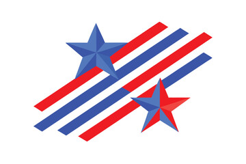 blue stars red white lines abstract