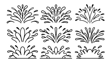 set of water splashing line art