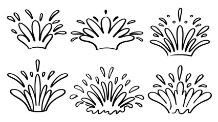 set of water splashing line art