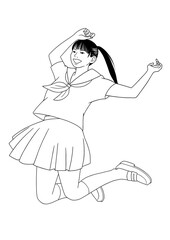ジャンプする中学生