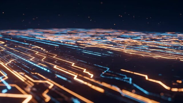 Abstract Light Trails Moving in Parallel Lines Slow Motion