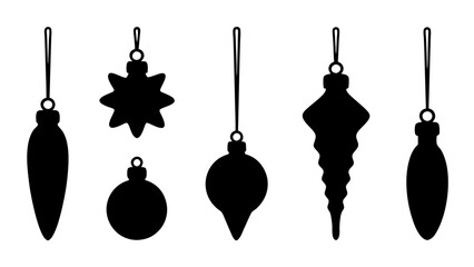 Set of christmas bulb silhouette vector art