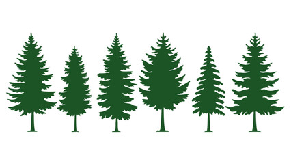 A row of evergreen tree silhouettes in various sizes