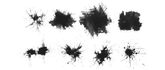Black spray paint splatter elements, graffiti ink dotted splashes, grainy retro style, noise dust dirty drip texture, speckled grit, stippled dots spatter