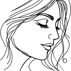 Minimalist Line Art of a Woman's Profile – Elegant Female Portrait Sketch