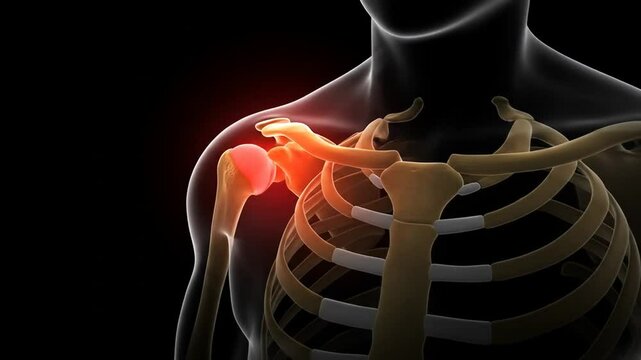Human shoulder joint pain anatomy illustration