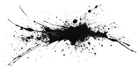 Ink Splatter with Trailing Streaks Isolated on Transparent Background