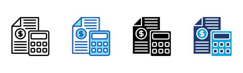 Financial Report icon Multi Style Vector Illustration