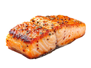 Grilled Salmon Fillet with Herbs and Spices isolated on a transparent background fish seafood