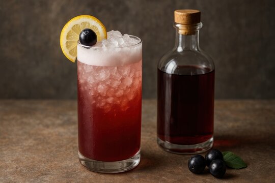 Refreshing berry cocktail with ice.