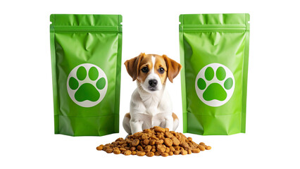 Assorted pet supplies mockups dog treats bones and neutral packaging for market delivery and commercial display studio still life