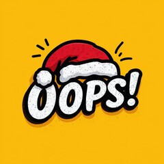 Fun and festive graphic depicting a Santa hat with the word Oops in playful text for holiday cheer