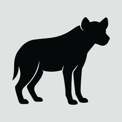 Silhouette hyena standing wildlife animal dark vector illustration