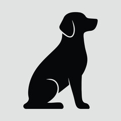 Silhouette labrador dog sitting isolated side view vector illustration