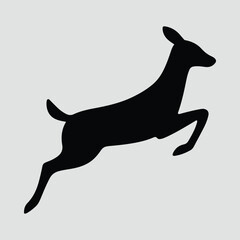 Silhouette leaping deer black shape side view vector illustration
