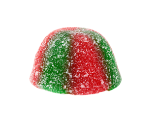Red and Green Striped Sugary Gummy Candy Dome isolated on a transparent background image