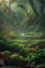 spider web with dew drops