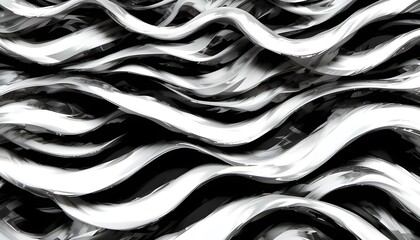 Elegant Black Wavy Layers in Abstract 3D Rendered Background Design