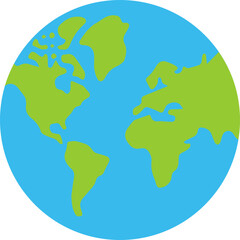 Flat Globe Earth Icon with Continents