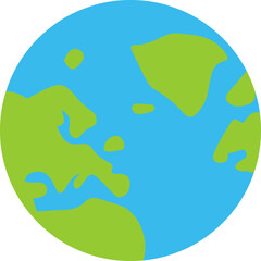 Flat Globe Earth Icon with Continents