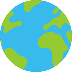 Flat Globe Earth Icon with Continents