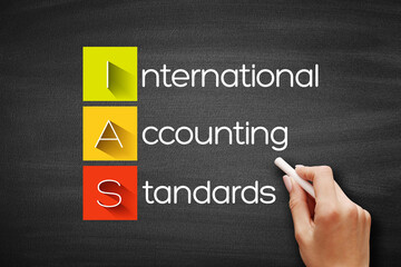 IAS - International Accounting Standards acronym, business concept background on blackboard