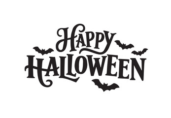 Happy Halloween text banner. Handwritten Halloween lettering  Logo  for flyer,  Cut Out, Decoration, Design, Draw poster, greeting card, party invitation. Seasonal holiday banner. Vector illustration.