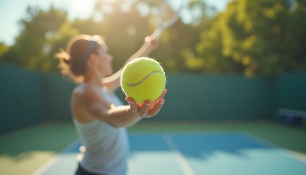 Serving Tennis Ball on the Court Sport Activity - Powered by Adobe