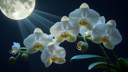 orchid on blue background