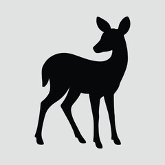 Silhouette of a graceful doe deer standing vector illustration